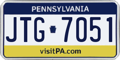 PA license plate JTG7051