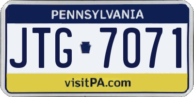 PA license plate JTG7071