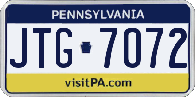 PA license plate JTG7072