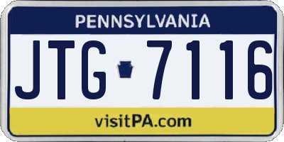 PA license plate JTG7116