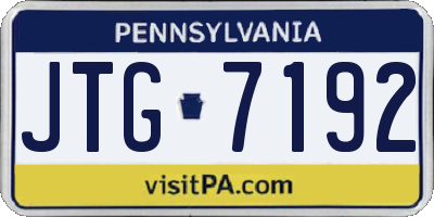 PA license plate JTG7192