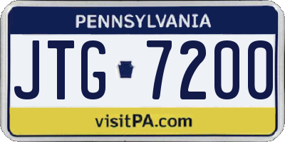 PA license plate JTG7200