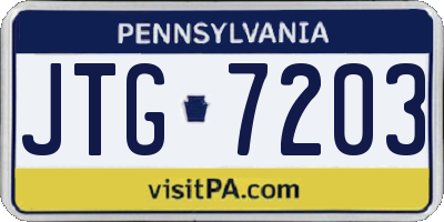 PA license plate JTG7203
