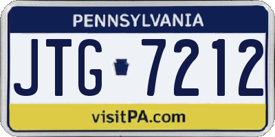 PA license plate JTG7212