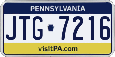 PA license plate JTG7216