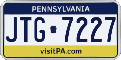 PA license plate JTG7227