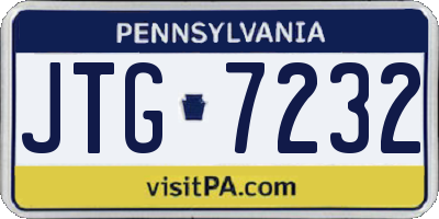 PA license plate JTG7232