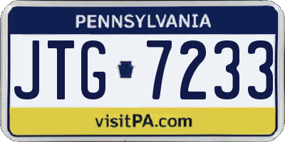 PA license plate JTG7233
