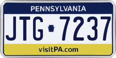 PA license plate JTG7237