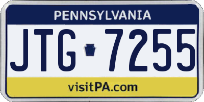 PA license plate JTG7255