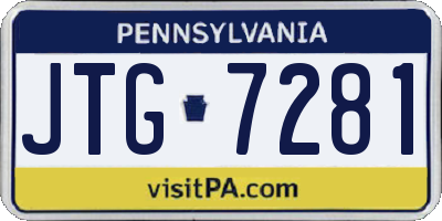 PA license plate JTG7281