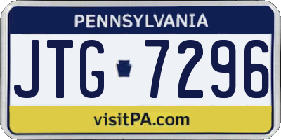 PA license plate JTG7296