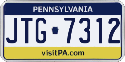 PA license plate JTG7312