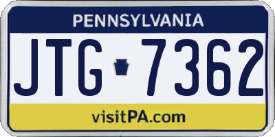 PA license plate JTG7362
