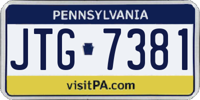 PA license plate JTG7381