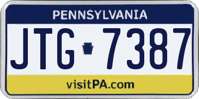 PA license plate JTG7387