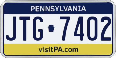 PA license plate JTG7402
