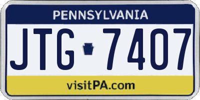 PA license plate JTG7407