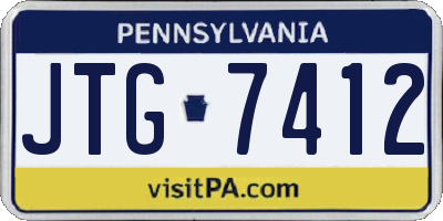 PA license plate JTG7412