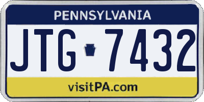 PA license plate JTG7432