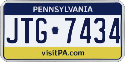 PA license plate JTG7434