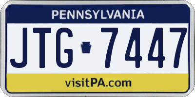 PA license plate JTG7447