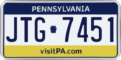 PA license plate JTG7451