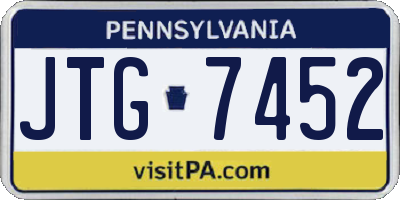 PA license plate JTG7452