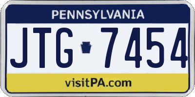 PA license plate JTG7454