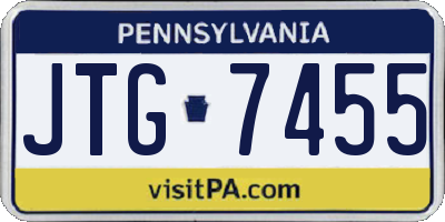 PA license plate JTG7455