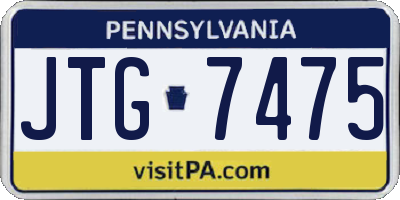 PA license plate JTG7475