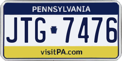 PA license plate JTG7476