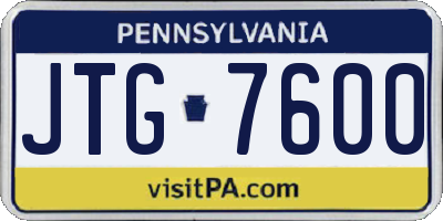 PA license plate JTG7600