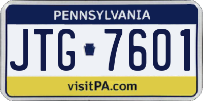 PA license plate JTG7601