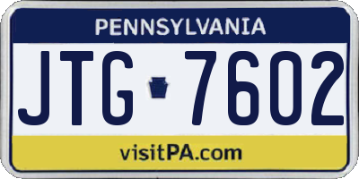PA license plate JTG7602