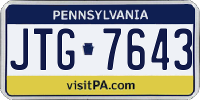 PA license plate JTG7643