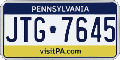 PA license plate JTG7645