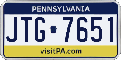 PA license plate JTG7651