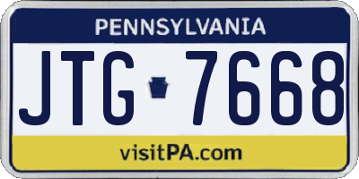 PA license plate JTG7668