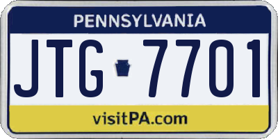 PA license plate JTG7701