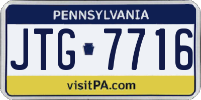 PA license plate JTG7716