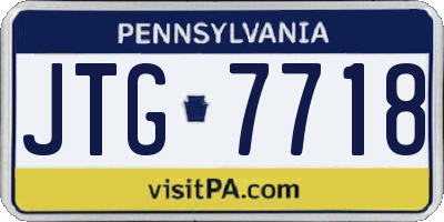PA license plate JTG7718