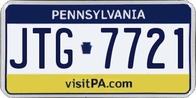 PA license plate JTG7721
