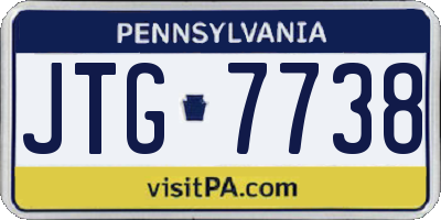 PA license plate JTG7738