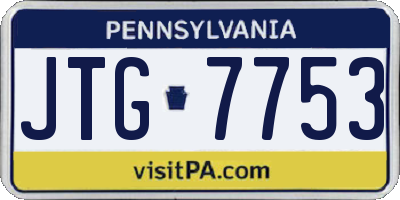 PA license plate JTG7753