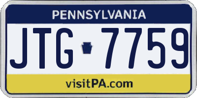 PA license plate JTG7759