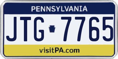 PA license plate JTG7765