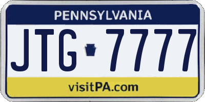 PA license plate JTG7777