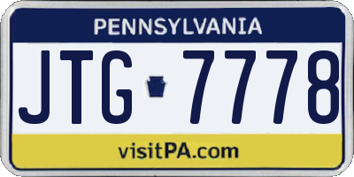 PA license plate JTG7778