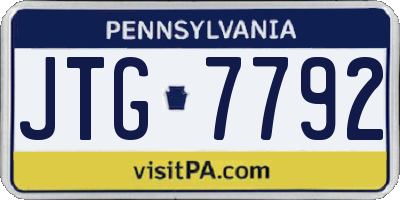 PA license plate JTG7792